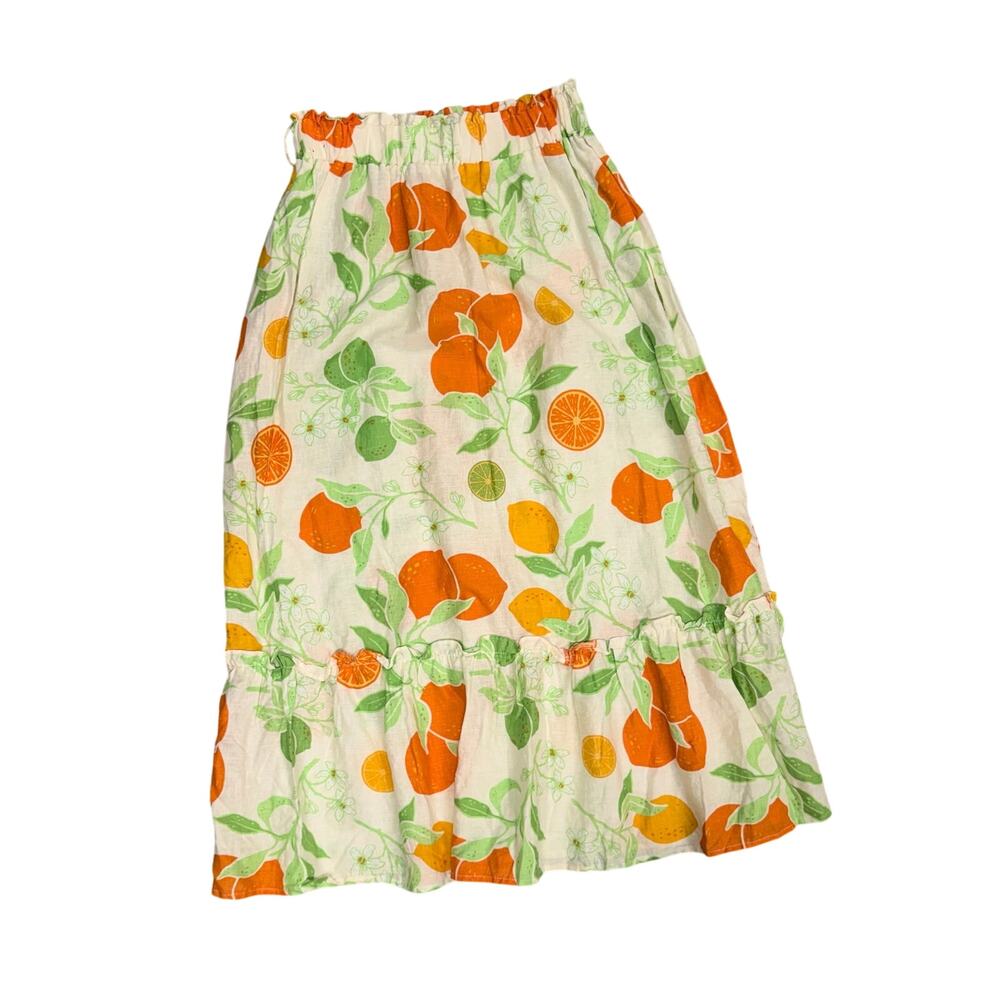 Rachel Zoe Citrus Skirt Oranges Lemons Limes XS Linen Blend Fruity Fun NWT